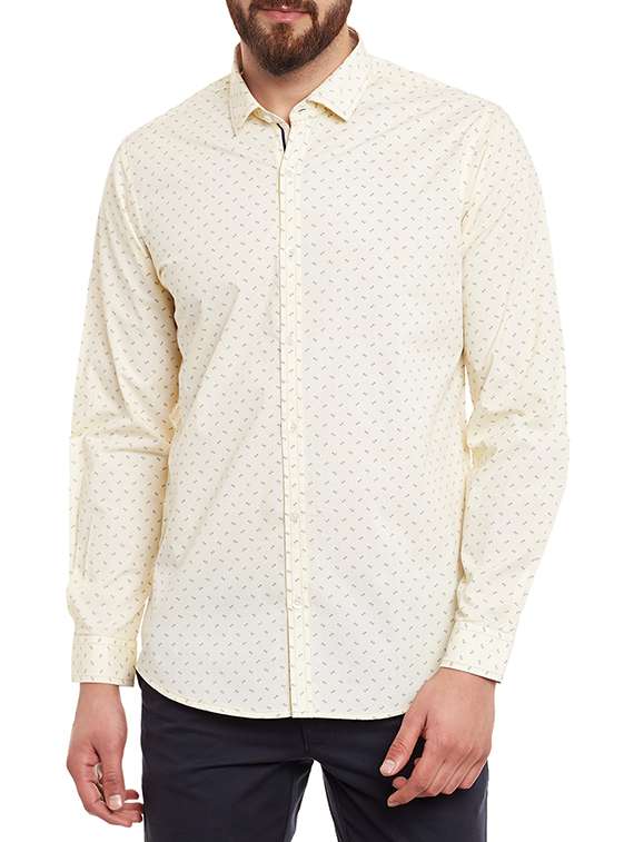 yellow cotton printed casual shirt - 13144321 - Zoom Image - 0