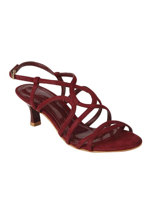 maroon pu back strap sandals - 13146112 -  Standard Image - 0