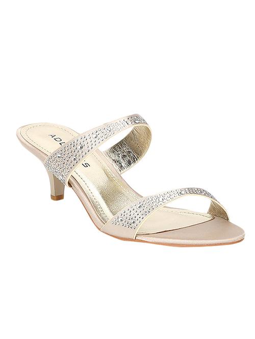 gold pu slip on sandals - 13146115 - Standard Image - 0