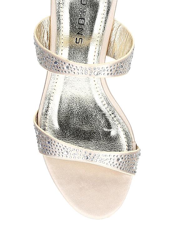 gold pu slip on sandals - 13146115 - Standard Image - 3