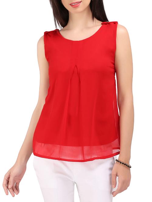 red georgette top - 13146758 - Standard Image - 0