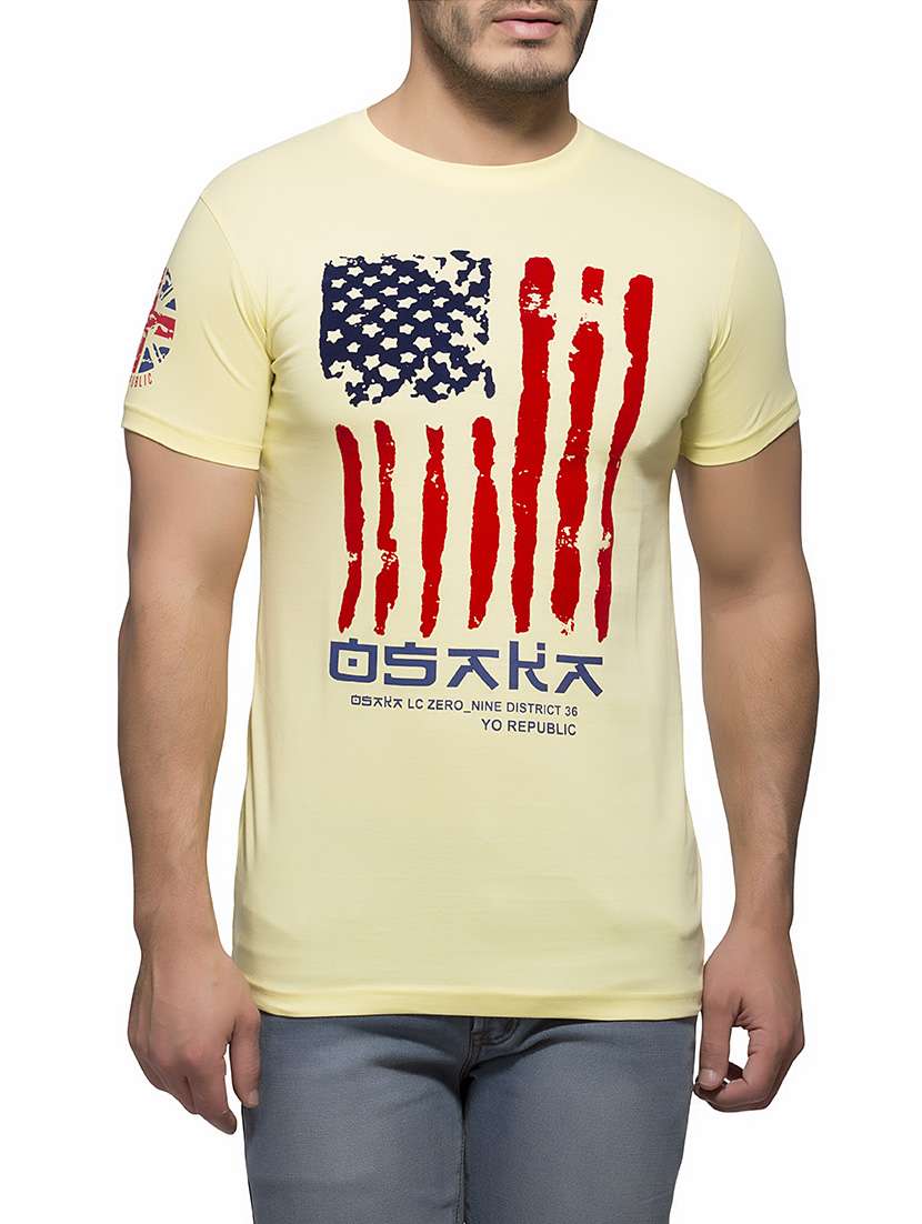 yellow chest print t-shirt