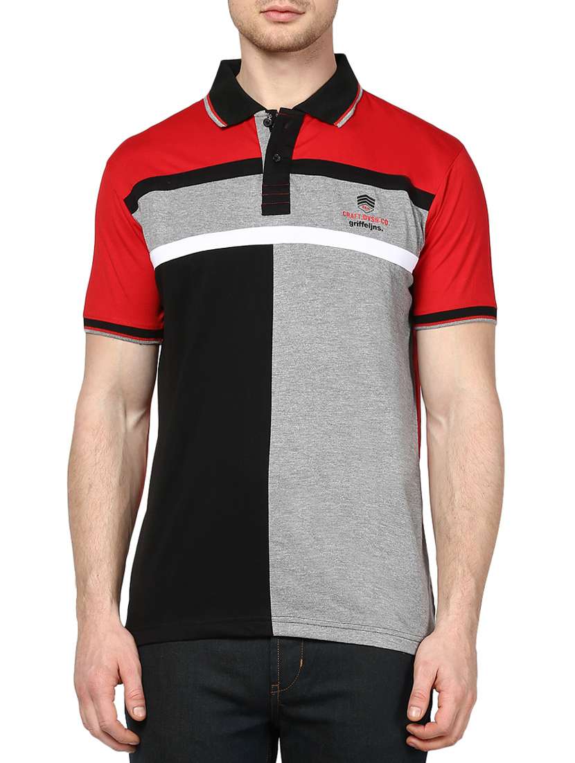 multi colored cotton color block t-shirt
