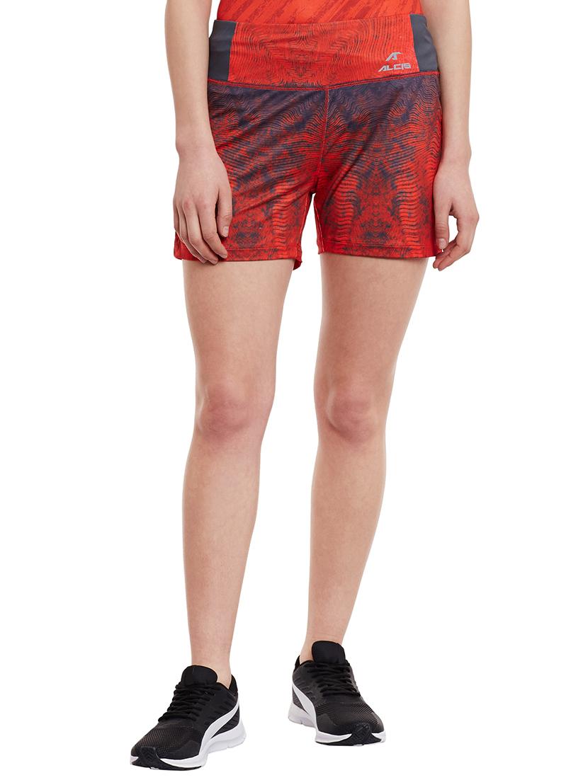 red printed  sports shorts - 13155054 -  Zoom Image - 0