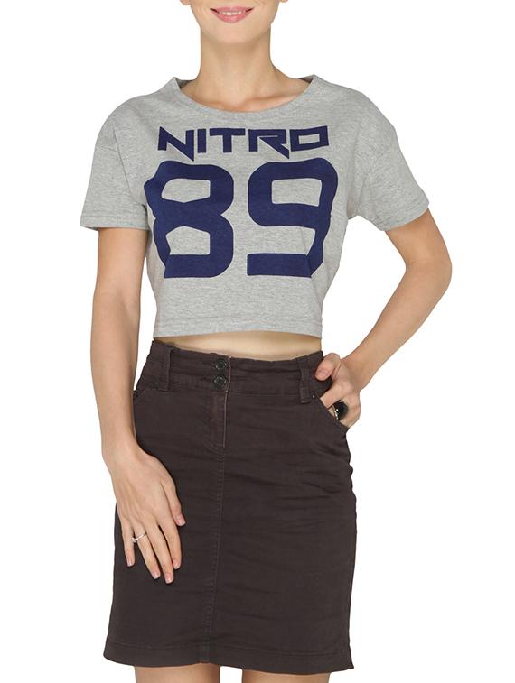 women's crop round neck top