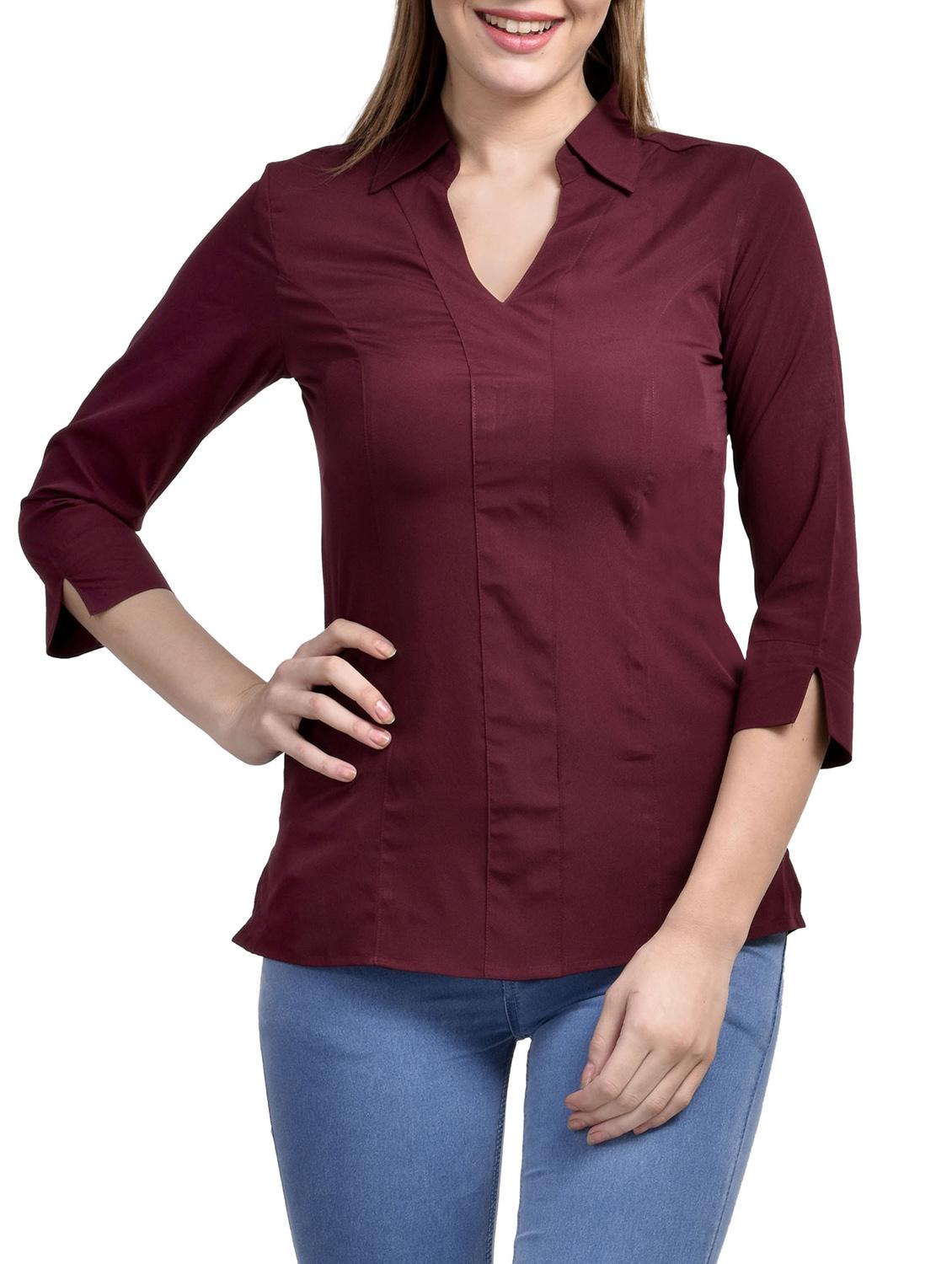 maroon polyester regular top - 13159156 - Zoom Image - 0