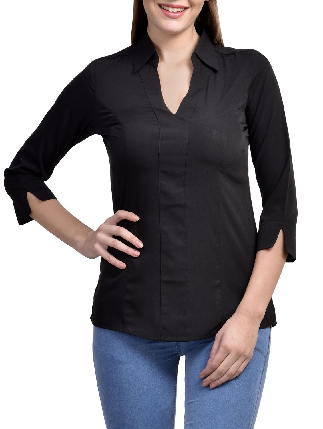 black polyester regular top - 13159158 - Zoom Image - 0
