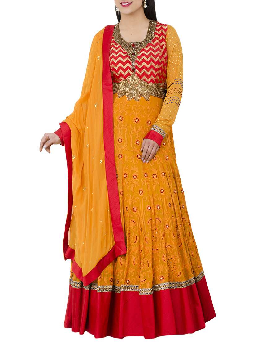 orange georgette set