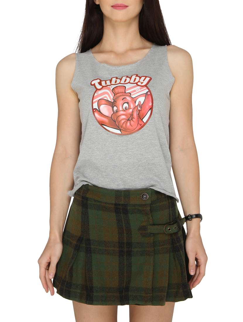 grey printed cotton tank top