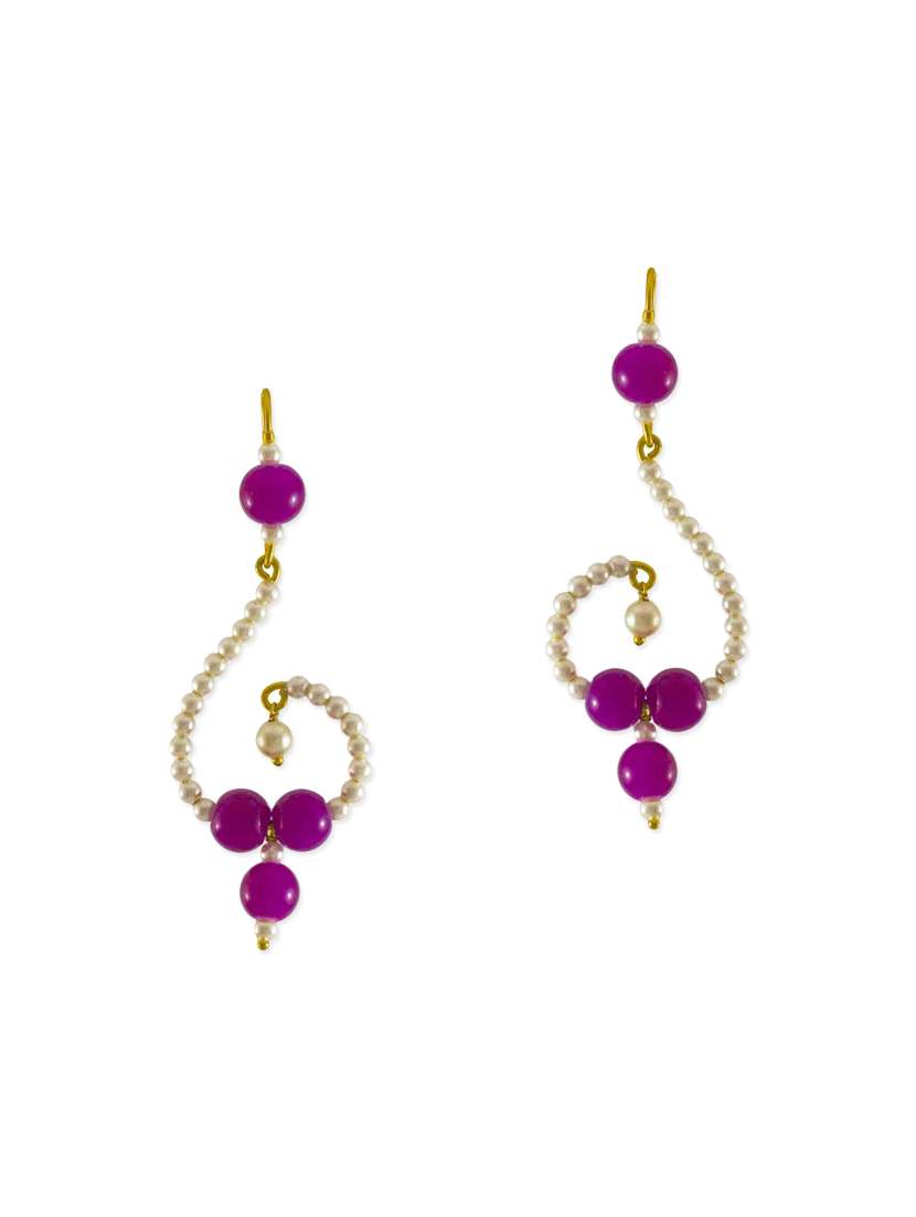 purple brass drop earrings