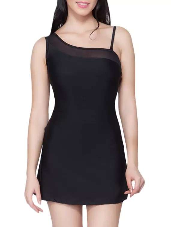 black polyester functional swimsuit