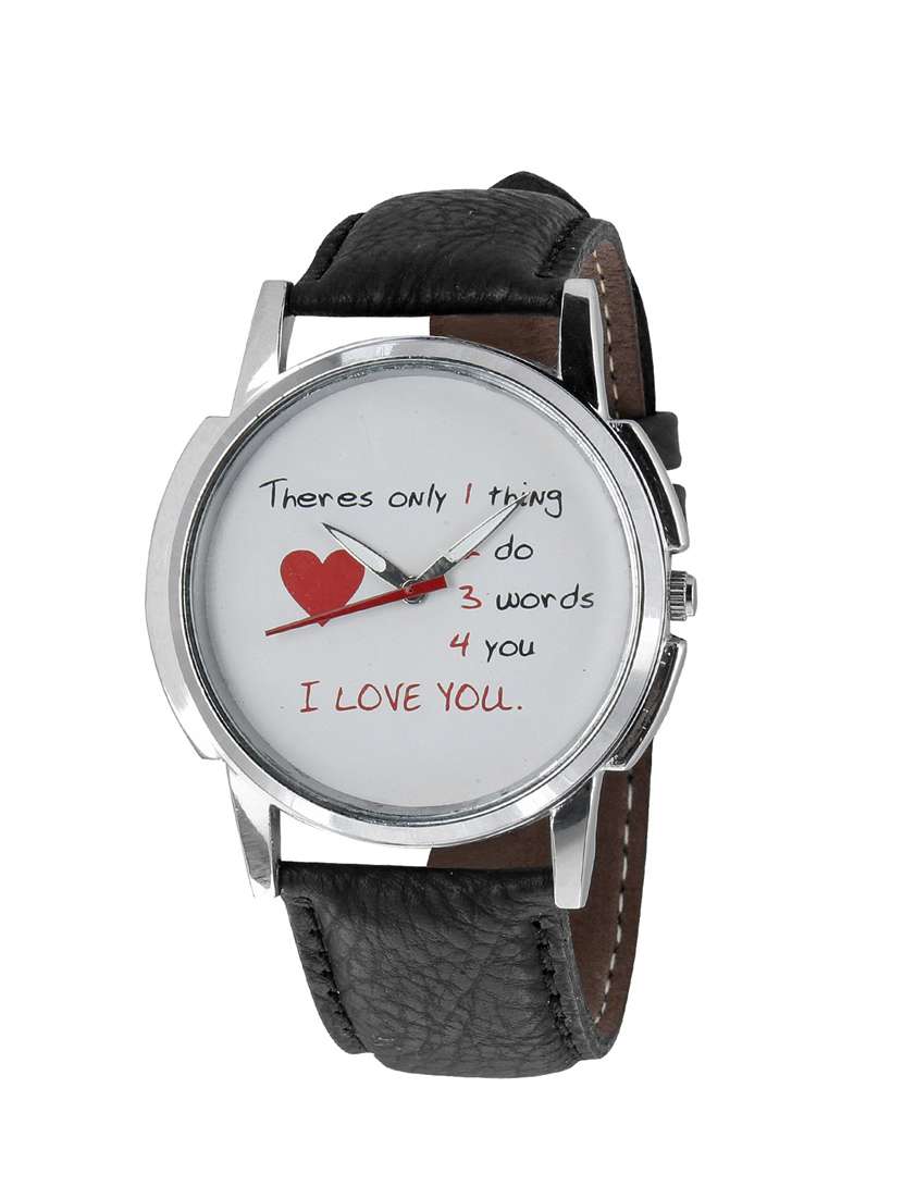 relish-604 round analog dial leather strap watch