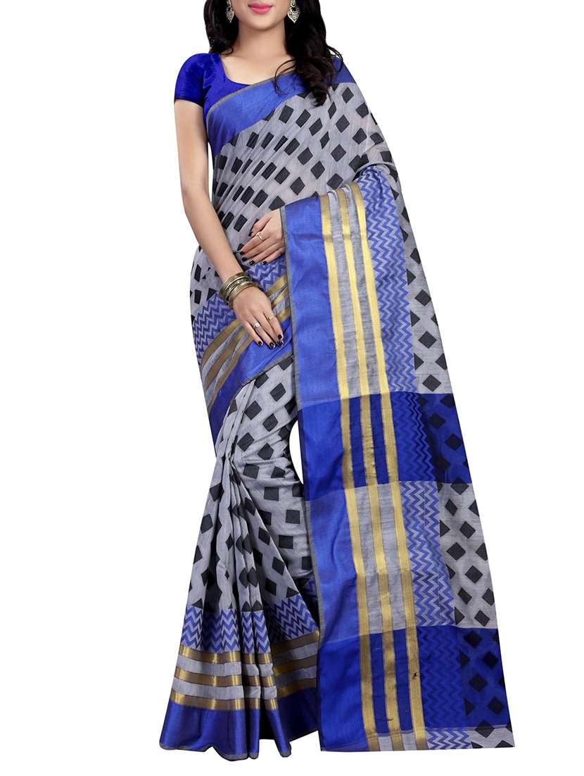 grey cotton saree with blouse