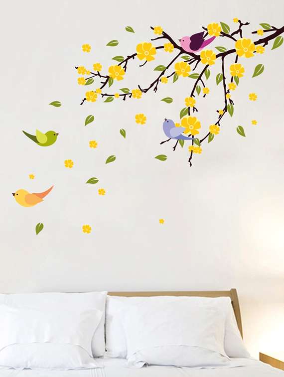 wall sticker (yellow tree,wall covering area  48 x 38 inch)