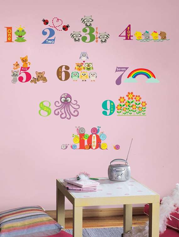 wall sticker (children  animals numbering,wall covering area  35 x 19 inch)