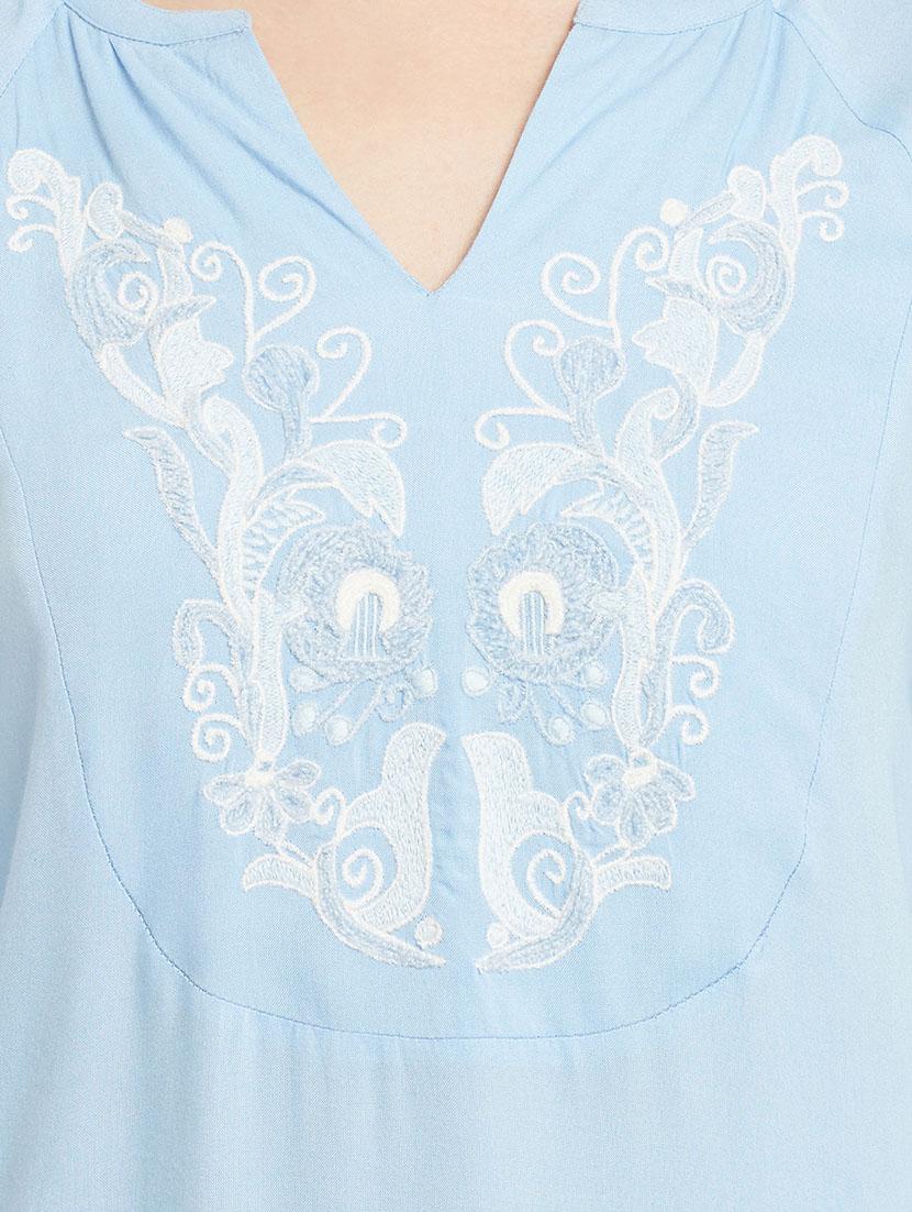 notch neck embroidered detail top - 13168809 - Standard Image - 3