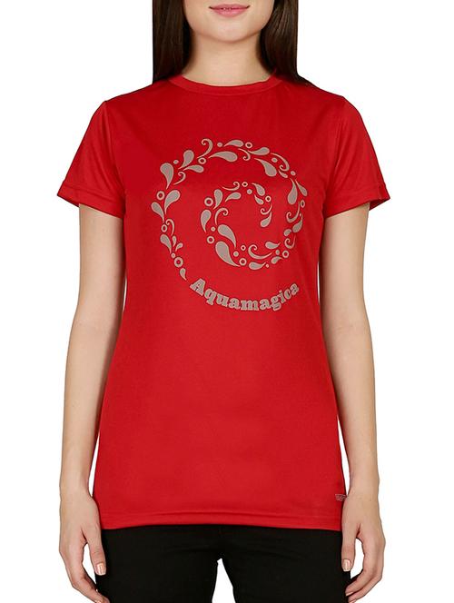 women's chest print round neck t-shirt - 13169849 -  Standard Image - 0