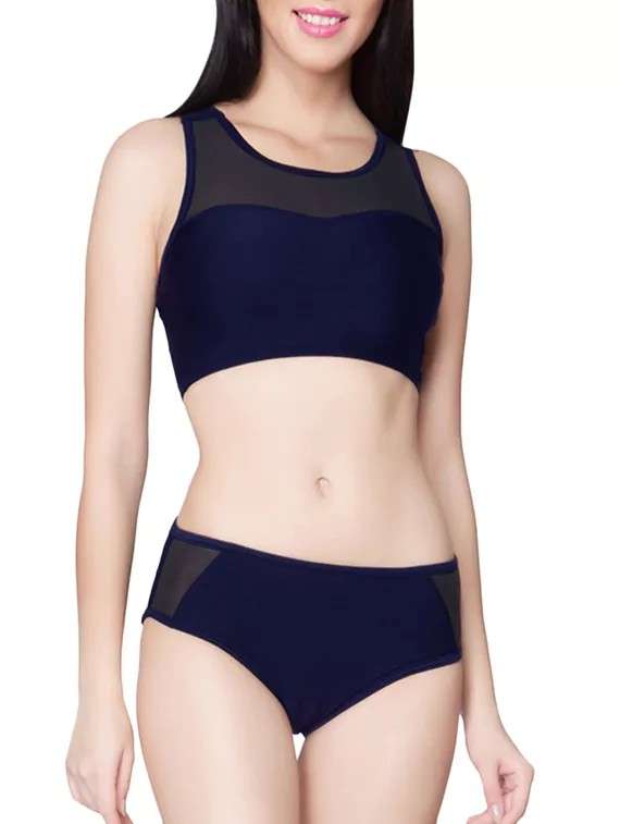 navy blue polyester bikini