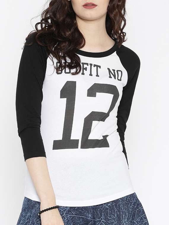 white printed cotton regular tee
