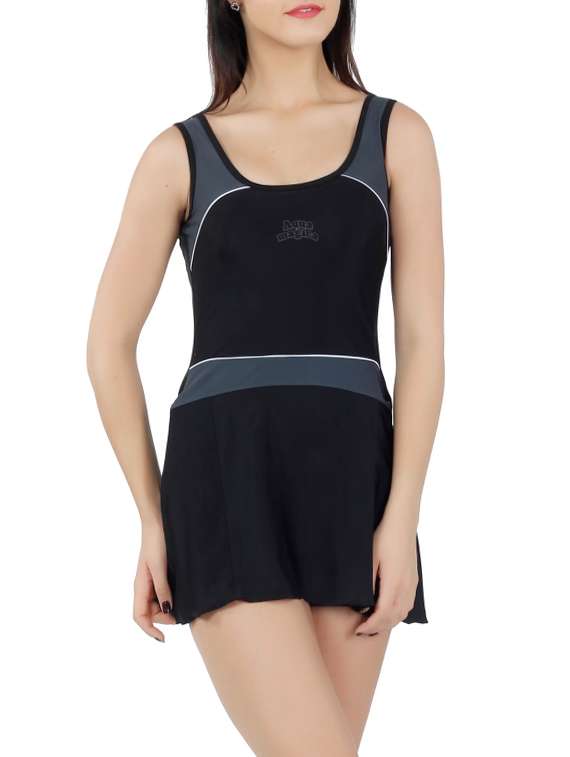 black nylon functional swimsuit
