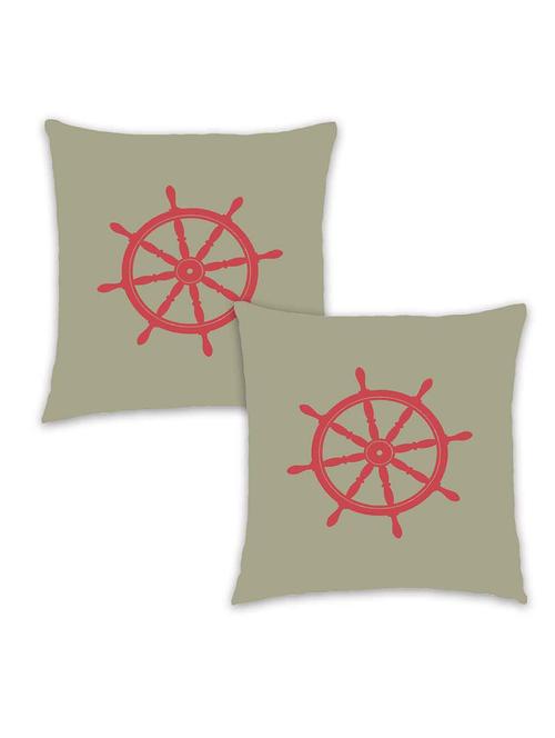 ambbi collection digitally printed cushion cover nautical print - wheel in the center set of 2 - 13180886 -  Standard Image - 0