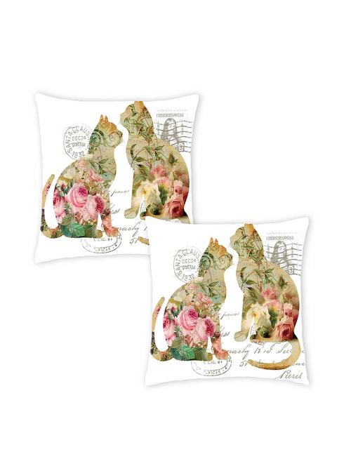 ambbi collection digitally printed cushion cover cat with shabby chic print & text set of 2 - 13180893 - Standard Image - 0