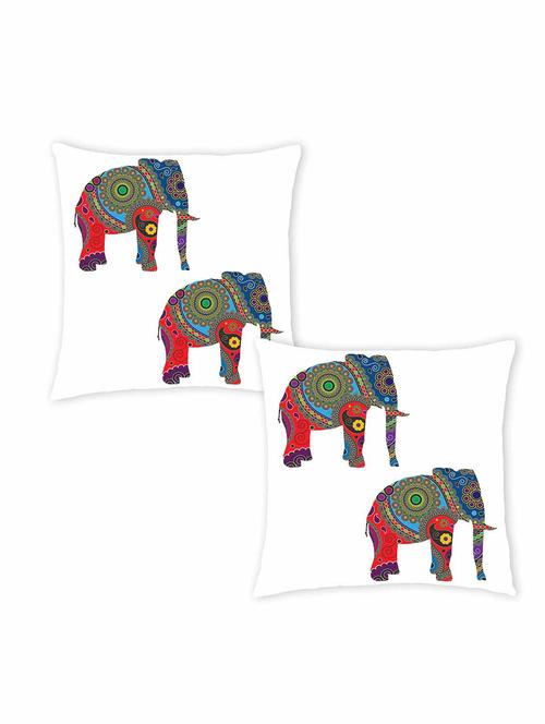 ambbi collection digitally printed cushion cover two elephant with traditional pattern set of 2 - 13180894 -  Standard Image - 0