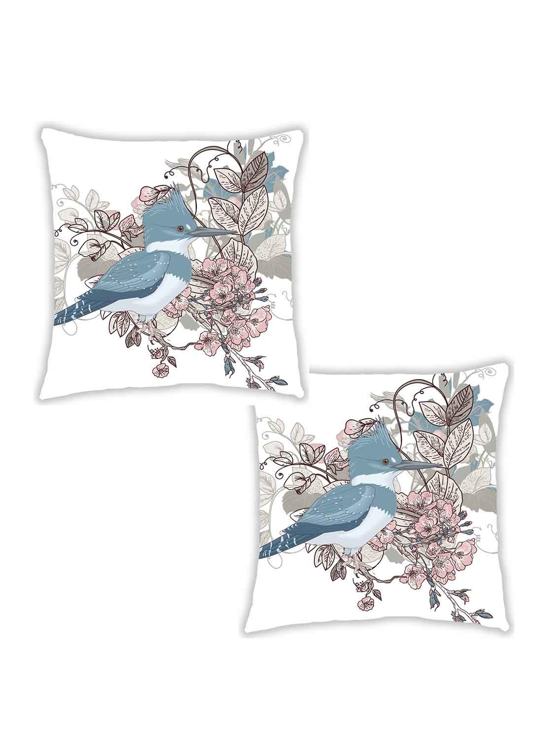 ambbi collection digitally printed cushion cover with flowers & leaves & a big bird set of 2 - 13180899 -  Zoom Image - 0
