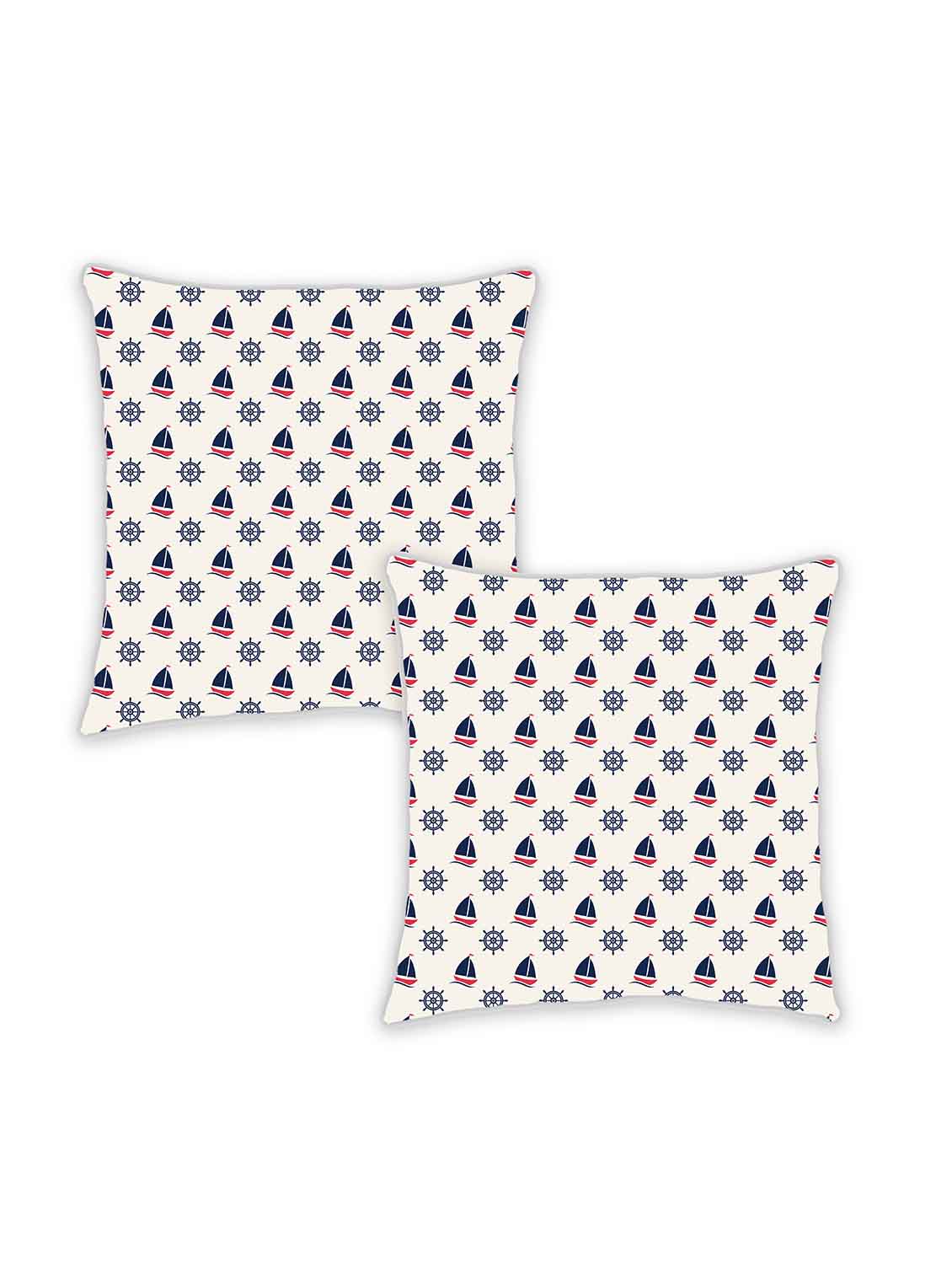 ambbi collection digitally printed cushion cover nautical print- boat & wheel allover set of 2 - 13180904 - Zoom Image - 0