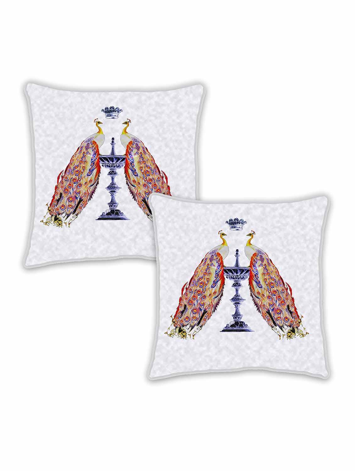 ambbi collection digitally printed cushion cover cloud background & two peacock over it set of 2 - 13180913 - Zoom Image - 0