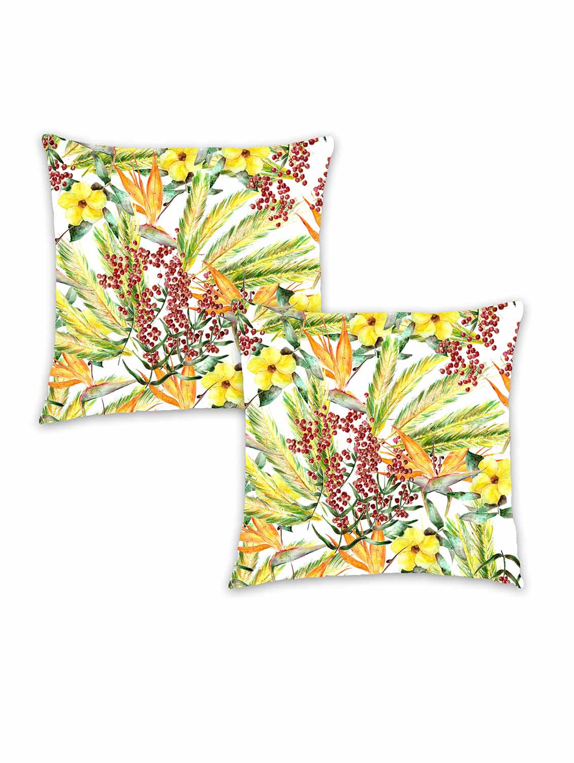 ambbi collection digitally printed cushion cover water colour effect leaves & flowers set of 2 - 13180924 - Zoom Image - 0