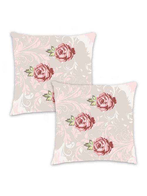 ambbi collection digitally printed cushion cover 3 rose & leaves background set of 2 - 13180927 - Standard Image - 0