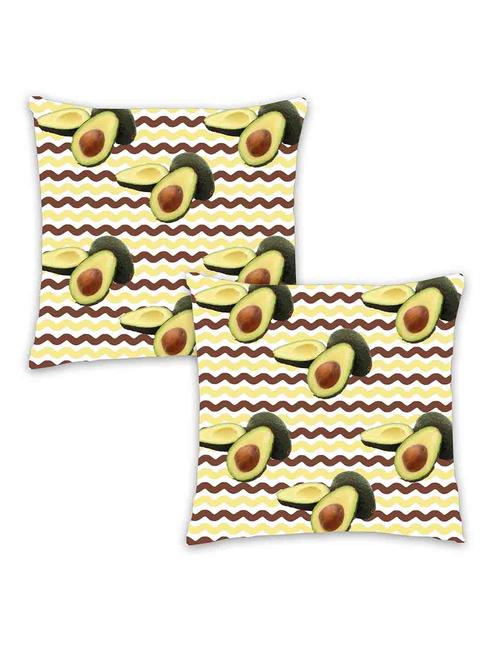 ambbi collection digitally printed cushion cover waves background & apricot in half drop placemnet set of 2 - 13180928 - Standard Image - 0