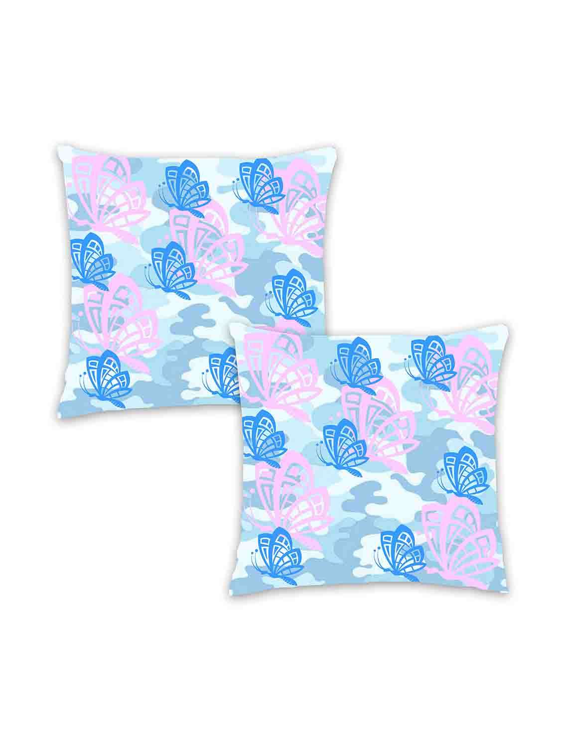 ambbi collection digitally printed cushion cover camouflage background & butterflies over it set of 2