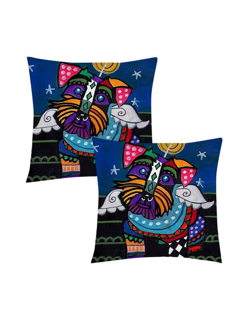 ambbi collection digitally printed cushion cover hand drwn dog with geomteric motif over it set of 2 - 13180946 -  Standard Image - 0