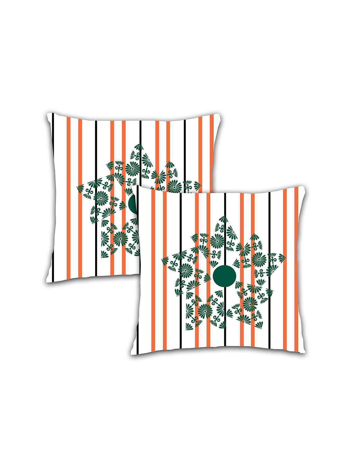 ambbi collection digitally printed cushion cover lines & floral design set of 2