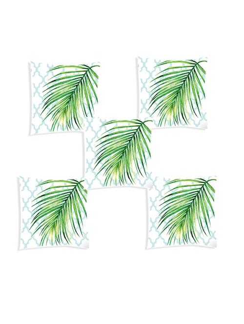 ambbi collection digitally printed cushion cover of leave design with goemtrical backgroud set of 5 - 13180963 - Standard Image - 0