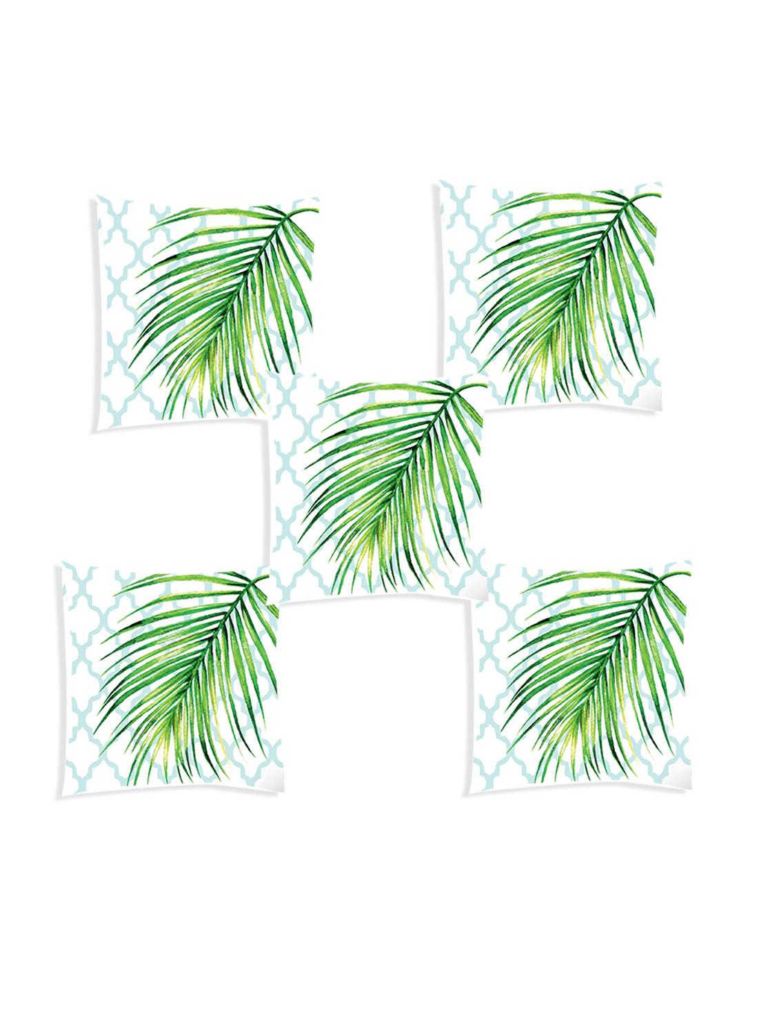 ambbi collection digitally printed cushion cover of leave design with goemtrical backgroud set of 5 - 13180963 - Zoom Image - 0