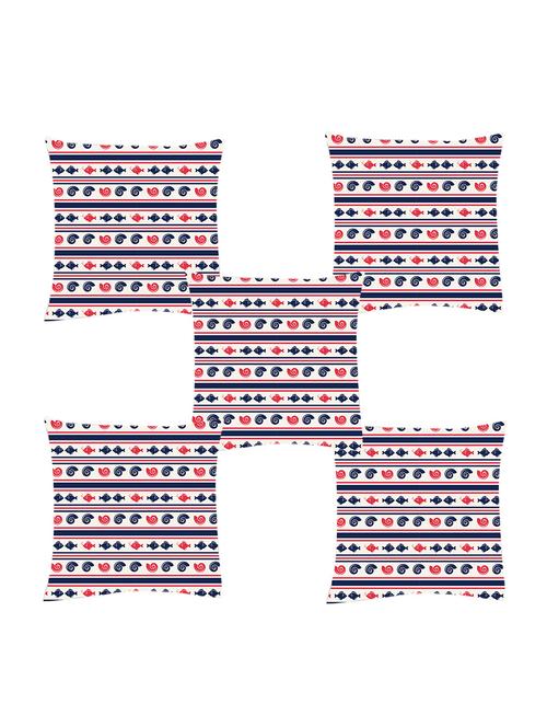 ambbi collection digitally printed cushion cover nautical print- fish, shells & horizontal lines set of 5 - 13180966 -  Standard Image - 0