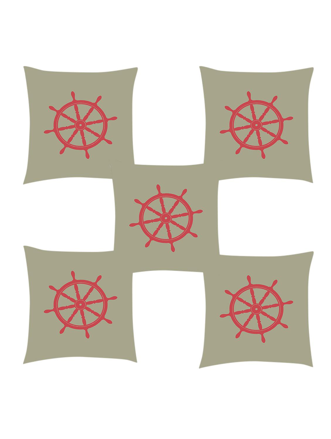 ambbi collection digitally printed cushion cover nautical print - wheel in the center set of 5 - 13180968 - Zoom Image - 0