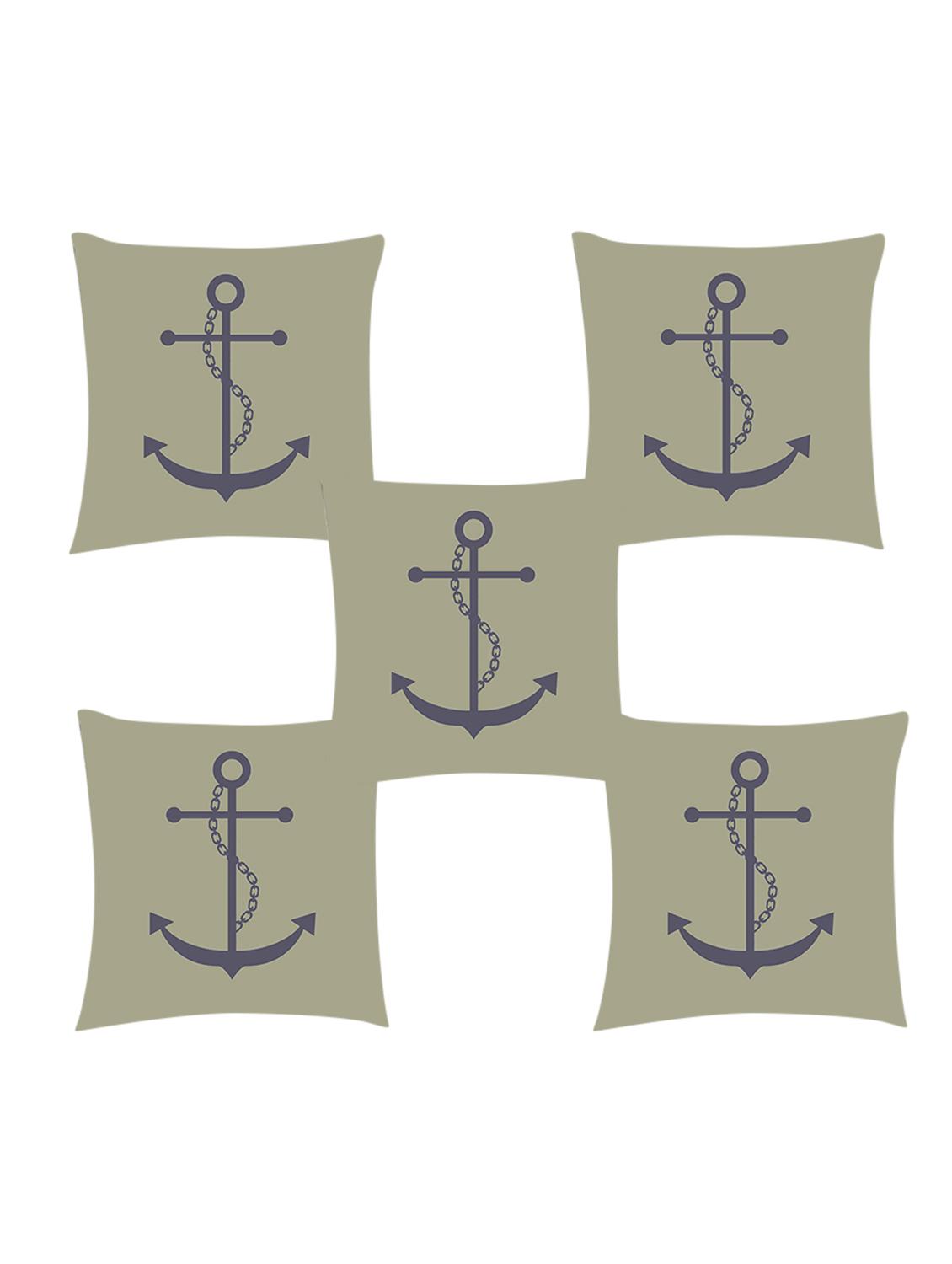 ambbi collection digitally printed cushion cover nautical print- an anchor in the in center set of 5 - 13180970 - Zoom Image - 0