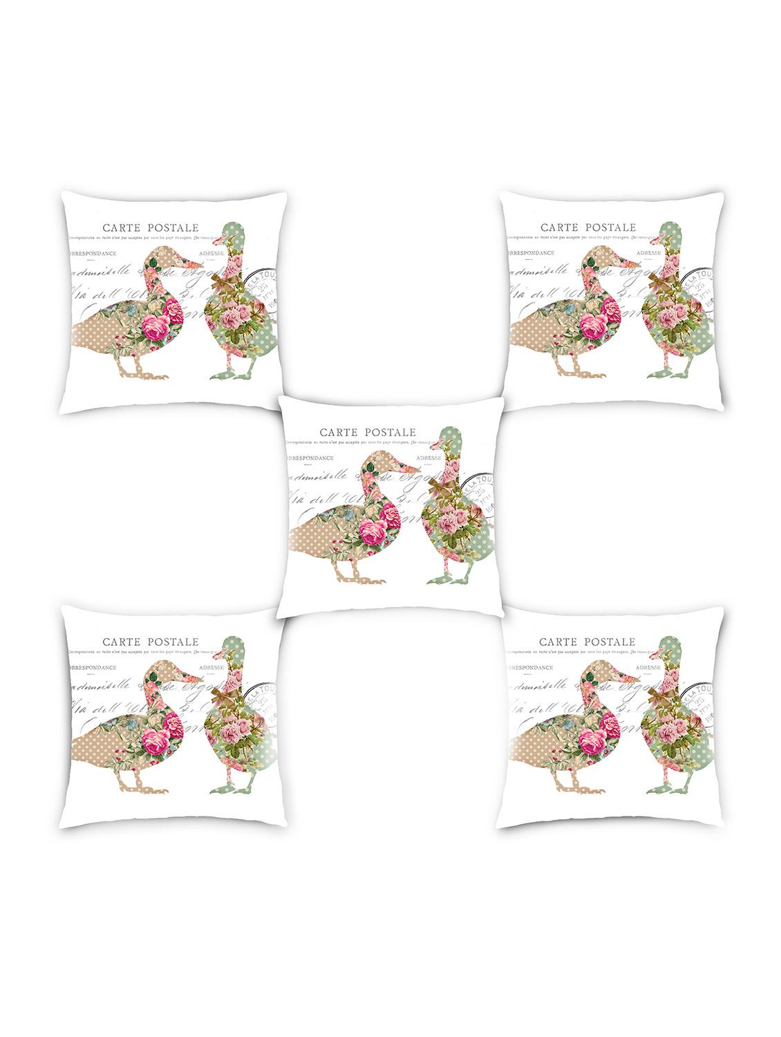 ambbi collection digitally printed cushion cover duck with shabby chic print & text set of 5 - 13180974 - Zoom Image - 0