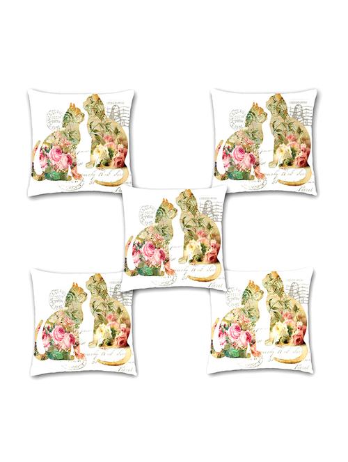 ambbi collection digitally printed cushion cover cat with shabby chic print & text set of 5 - 13180975 - Standard Image - 0