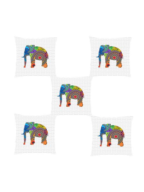 ambbi collection digitally printed cushion cover geometric background & 1 elelphant over it set of 5 - 13180977 - Standard Image - 0