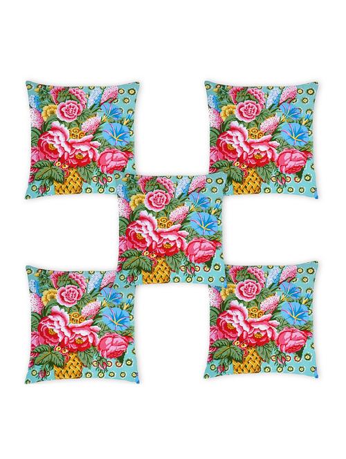 ambbi collection digitally printed cushion cover rose & leaves set of 5 - 13180978 - Standard Image - 0