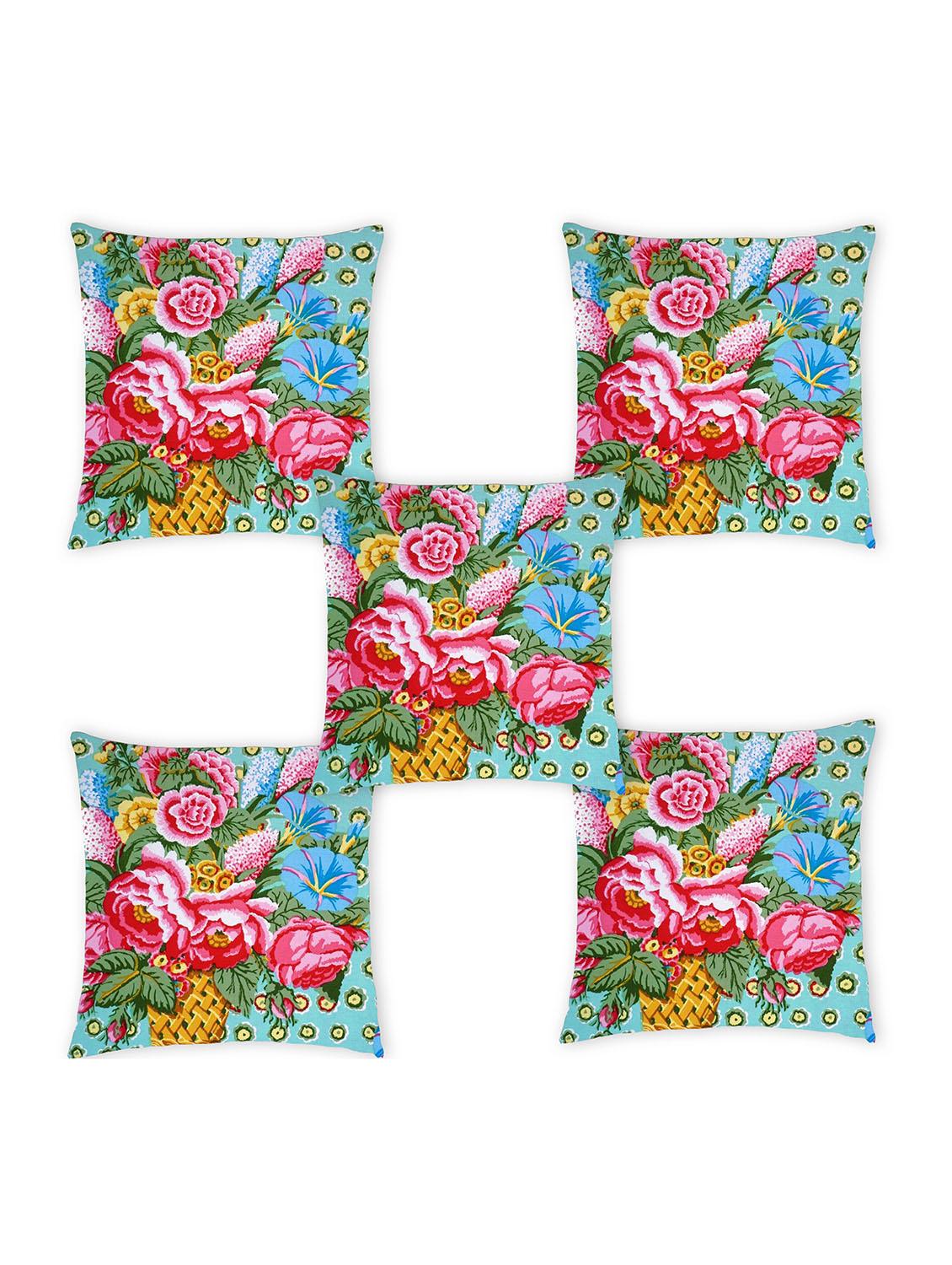 ambbi collection digitally printed cushion cover rose & leaves set of 5 - 13180978 - Zoom Image - 0