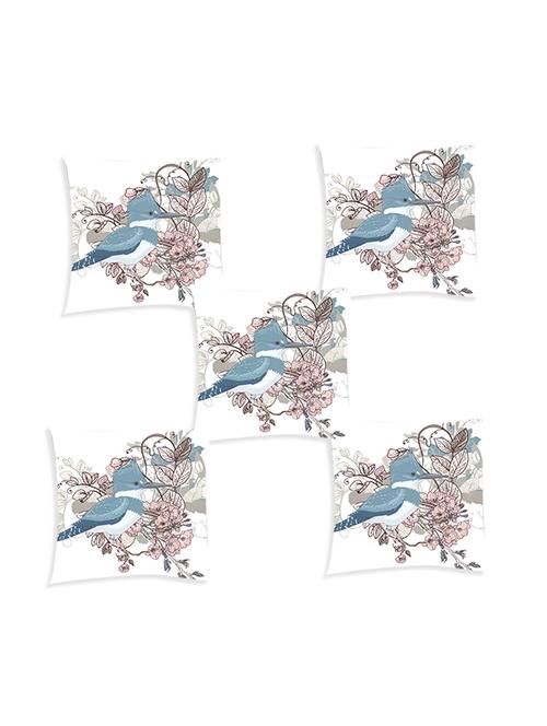 ambbi collection digitally printed cushion cover with flowers & leaves & a big bird set of 5 - 13180981 - Standard Image - 0