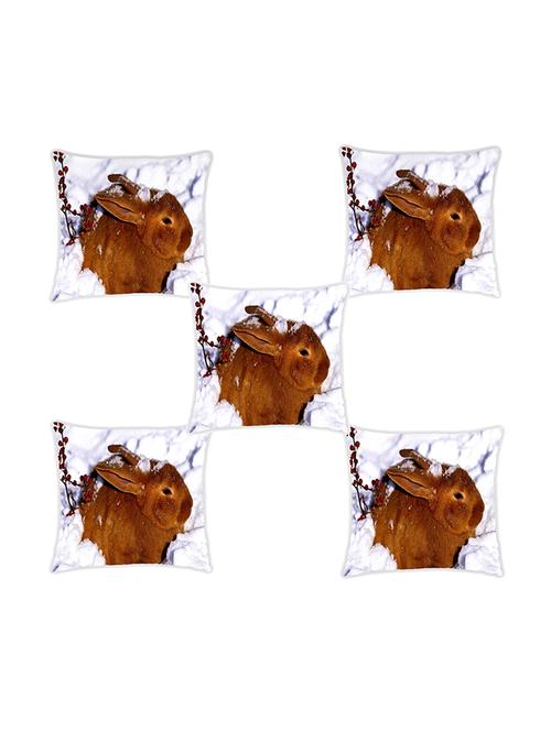 ambbi collection digitally printed cushion cover rabbit & snow set of 5 - 13180996 - Standard Image - 0
