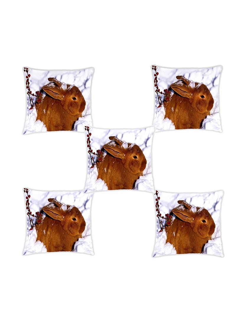 ambbi collection digitally printed cushion cover rabbit & snow set of 5 - 13180996 - Zoom Image - 0