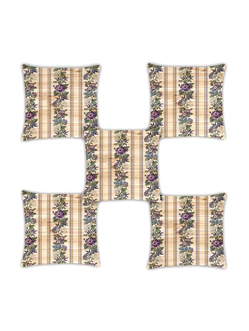 ambbi collection digitally printed cushion cover wood background & floral bale over it set of 5 - 13180997 - Standard Image - 0